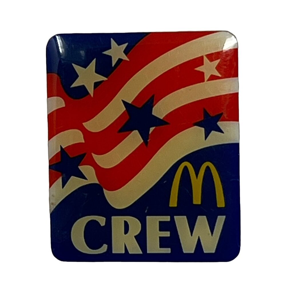 McDonalds Pin US American Flag Retangular‎ Crew Member Lapel Vintage Pinback